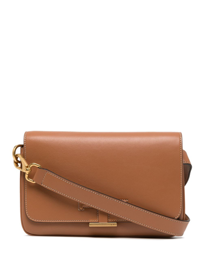 Shop Tod's Timeless Leather Shoulder Bag In Brown
