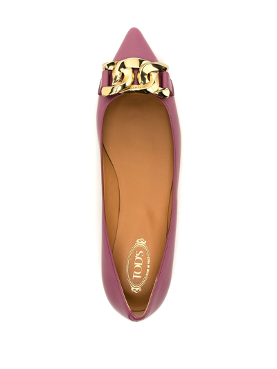 Shop Tod's Chain-detail Ballerina Shoes In Purple