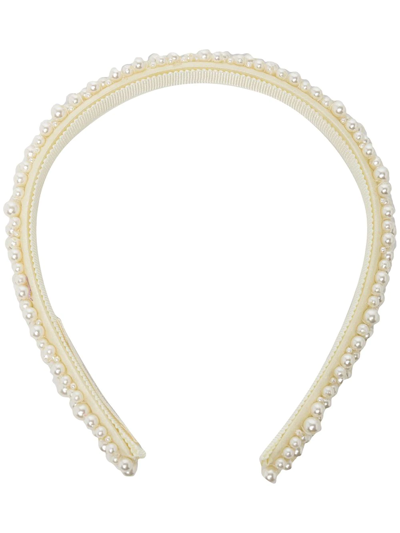 Shop Jennifer Behr Bria Pearl-embellished Headband In White
