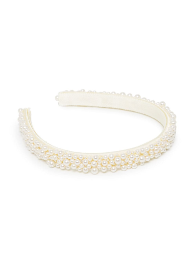 Jennifer Behr White Bailey Pearl Embellished Headband In White