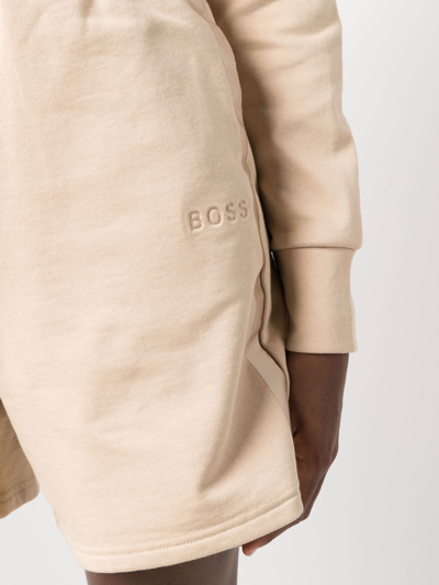 Shop Hugo Boss Debossed-logo Shorts In Neutrals