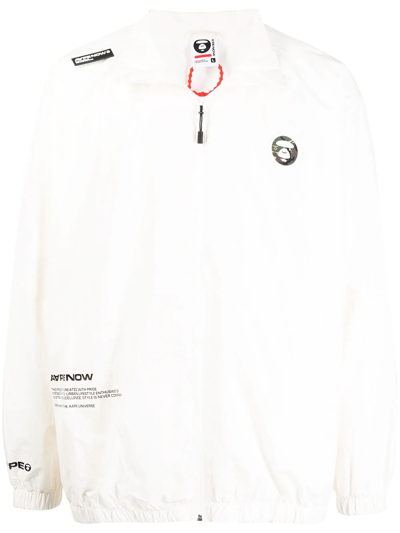 Aape By A Bathing Ape Logo-patch Zip-up Jacket In White | ModeSens