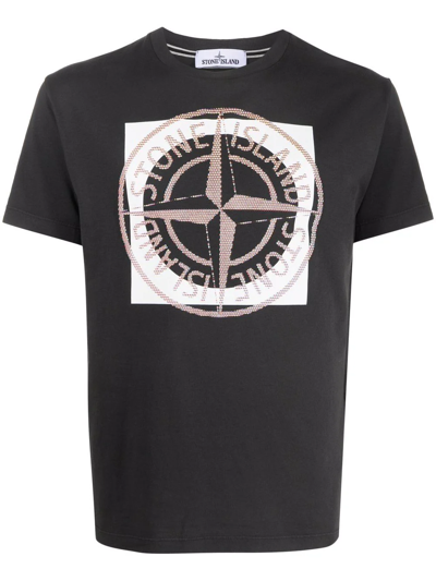 Stone Island Logo-print Short-sleeve T-shirt In Grey | ModeSens