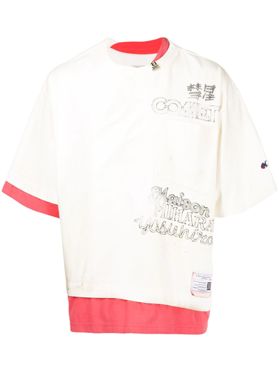Shop Miharayasuhiro Layered Logo-print T-shirt In White