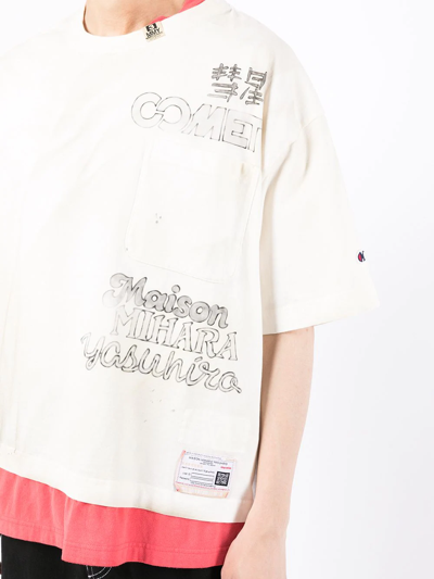 Shop Miharayasuhiro Layered Logo-print T-shirt In White