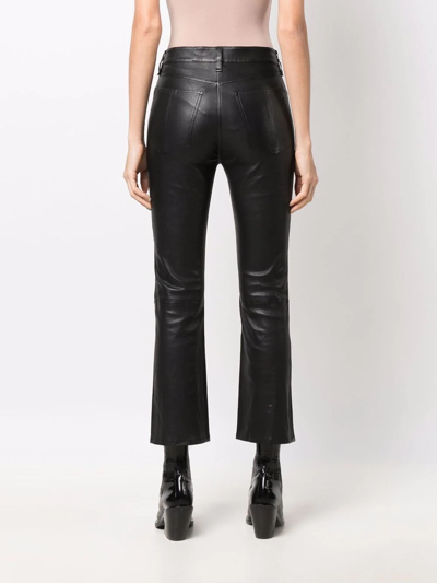 Shop Rag & Bone Cropped Leather Trousers In Black
