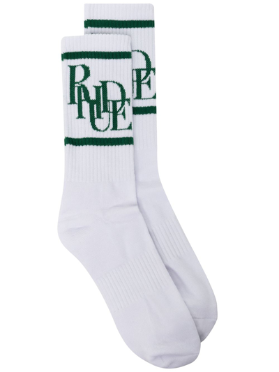 Shop Rhude Scramble Logo Socks In White