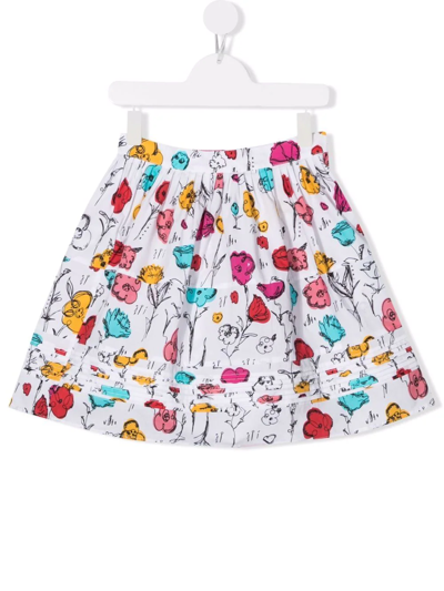 Shop Marni Floral-print A-line Skirt In White