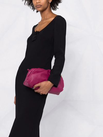 Shop Valentino Rose Applique Midi Dress In Black