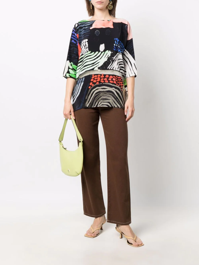 Shop Daniela Gregis Abstract-print Silk Blouse In Black