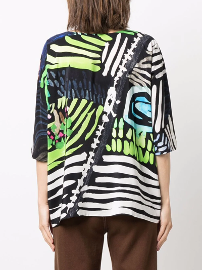 Shop Daniela Gregis Abstract-print Silk Blouse In Black
