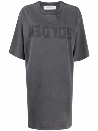 Shop Golden Goose Logo-print Short-sleeved T-shirt Dress In Grey