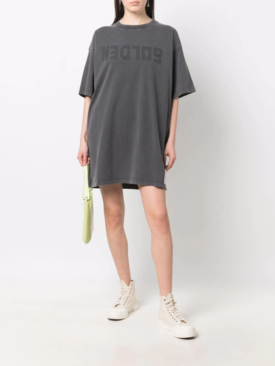 Shop Golden Goose Logo-print Short-sleeved T-shirt Dress In Grey