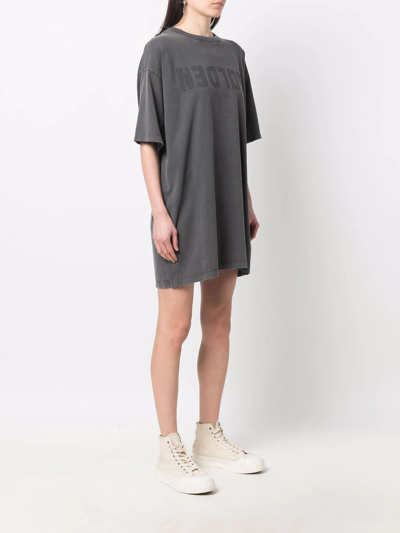 Shop Golden Goose Logo-print Short-sleeved T-shirt Dress In Grey