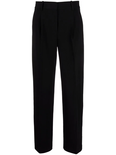 Theory Straight-leg High-waisted Trousers In Black