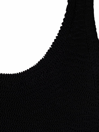 Shop Reina Olga Ruby Ribbed High-cut Swimsuit In Black