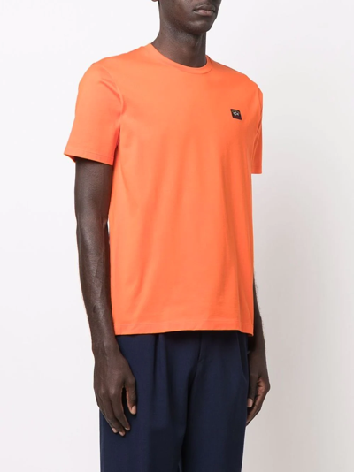 Shop Paul & Shark Logo-patch Cotton T-shirt In Orange