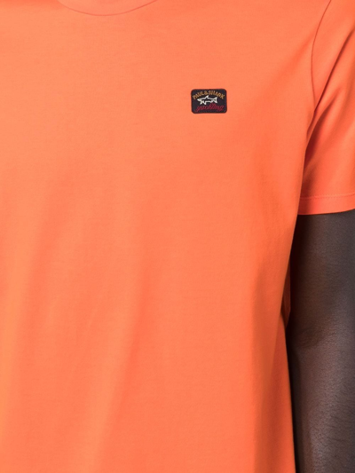 Shop Paul & Shark Logo-patch Cotton T-shirt In Orange