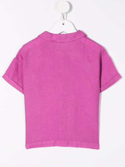 Shop Il Gufo Short-sleeved Linen Shirt In Pink
