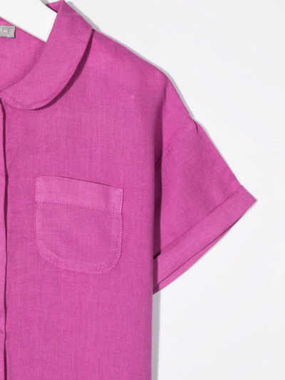 Shop Il Gufo Short-sleeved Linen Shirt In Pink