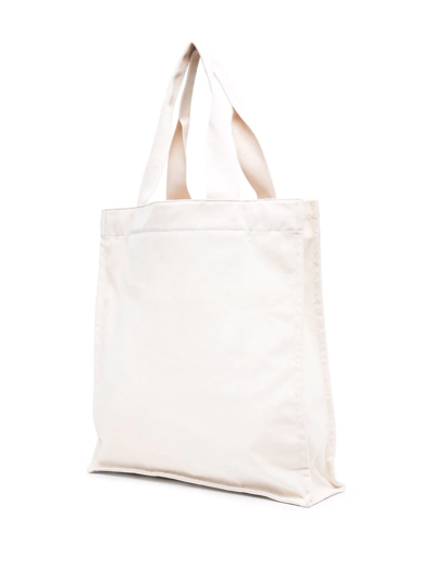 Shop Msgm Logo-print Tote Bag In Neutrals