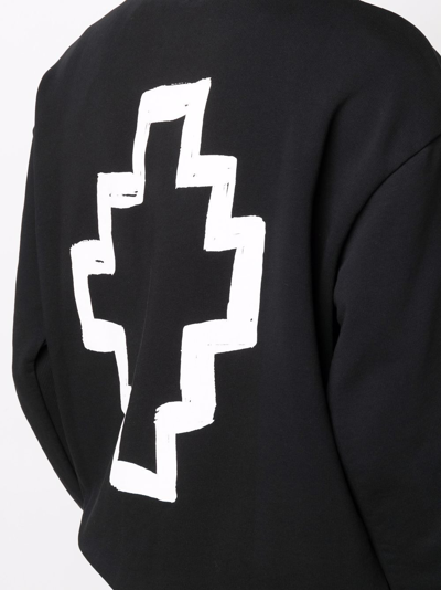 Shop Marcelo Burlon County Of Milan Logo-embroidered Organic Cotton Sweatshirt In Black