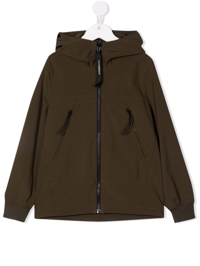 C.p. Company Goggles-embellished Hooded Jacket In Green