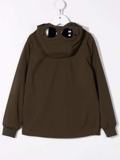 C.p. Company Goggles-embellished Hooded Jacket In Green