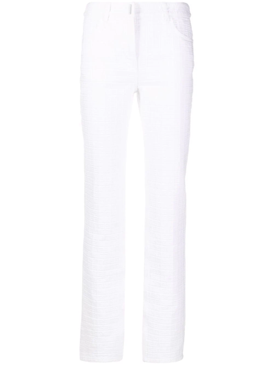 Shop Givenchy 4g Motif Jacquard Straight-leg Trousers In White