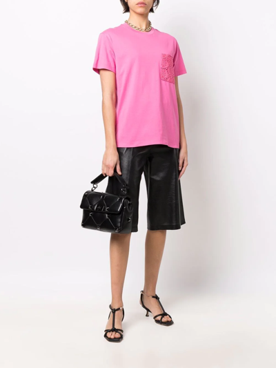 Shop Valentino Lace-pocket Logo T-shirt In Pink
