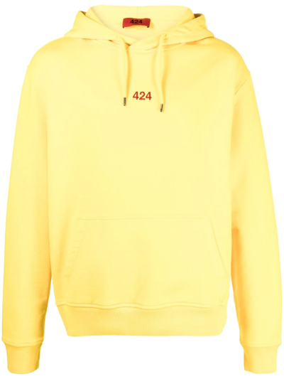 Shop 424 Logo-embroidered Hoodie In Yellow