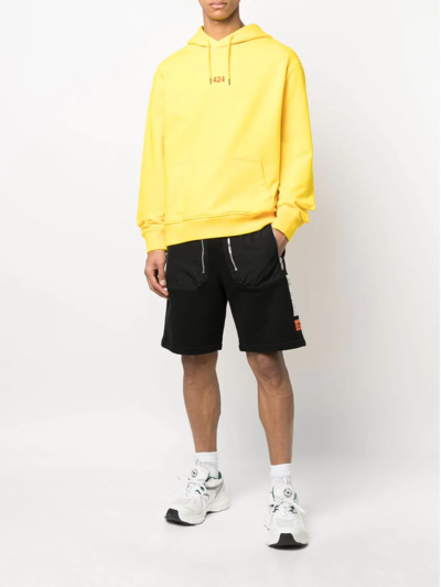 Shop 424 Logo-embroidered Hoodie In Yellow