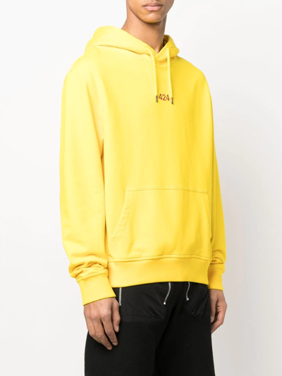 Shop 424 Logo-embroidered Hoodie In Yellow