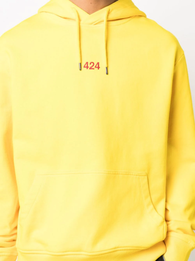 Shop 424 Logo-embroidered Hoodie In Yellow