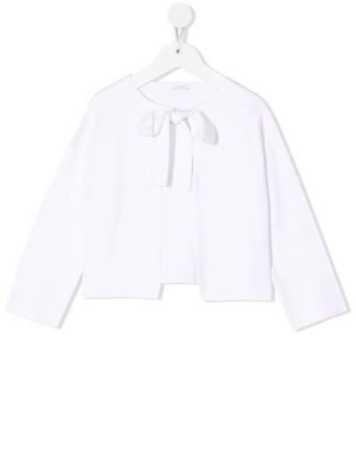 Il Gufo Fine-knit Bow-fastening Cardigan In White