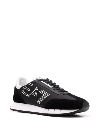 Shop Ea7 Logo-print Lace-up Sneakers In Black