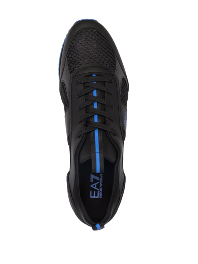 Shop Ea7 Low-top Logo Print Sneakers In Black