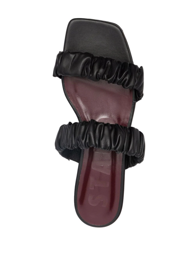 Shop Staud Maya Leather Flat Sandals In Black