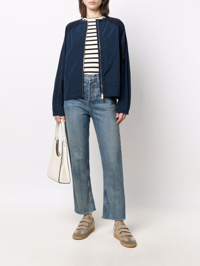 Shop Woolrich Round-neck Zipped Jacket In Blue