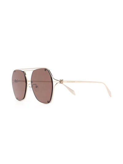 Shop Alexander Mcqueen Geometric-frame Sunglasses In Gold