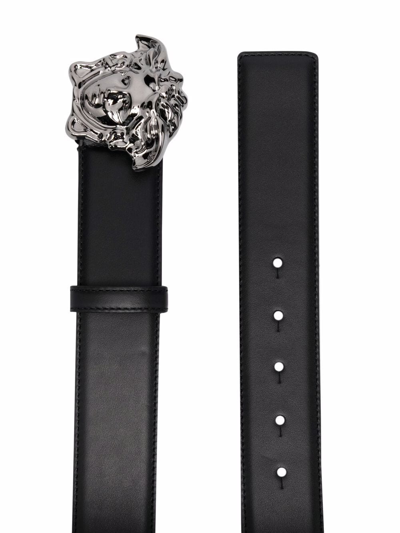Versace La Medusa Leather Belt In Black