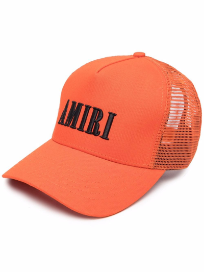 Shop Amiri Embroidered-logo Mesh Cap In Orange