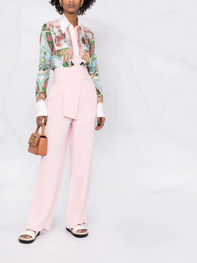 Shop Lanvin High-waisted Straight-leg Trousers In Pink