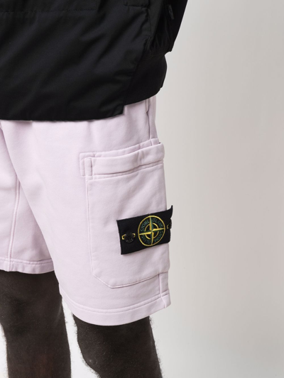 Shop Stone Island Logo-patch Track Shorts In Pink