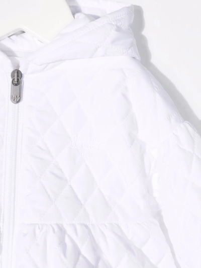 Shop Il Gufo Quilted Zip-up Hooded Jacket In White