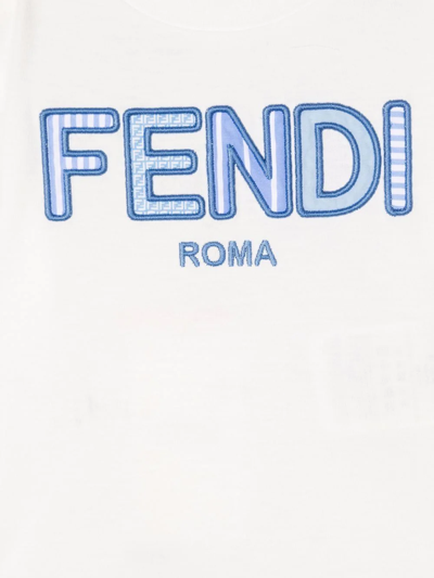 Shop Fendi Embroidered-logo T-shirt In White