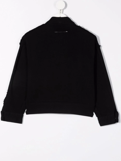 Shop Mm6 Maison Margiela Embroidered-number Denim Jacket In Black