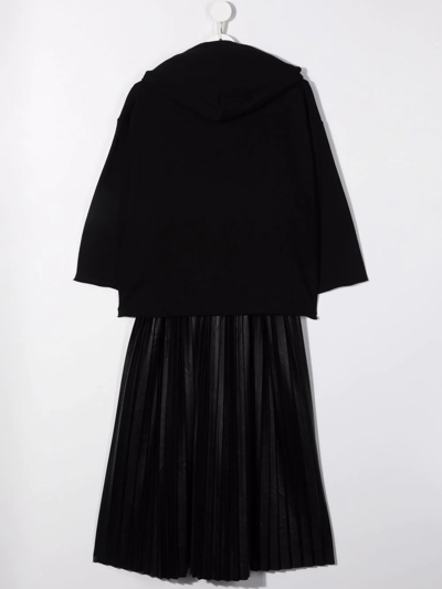 Shop Mm6 Maison Margiela Teen Detachable Logo-hoodie Dress In Black