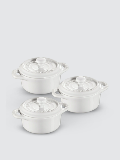 Shop Staub 3-piece Mini Round Cocotte Set In White