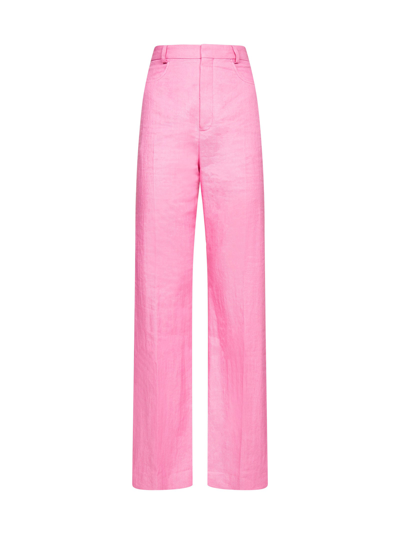 Shop Jacquemus High Waist Slim Fit Trousers In Pink